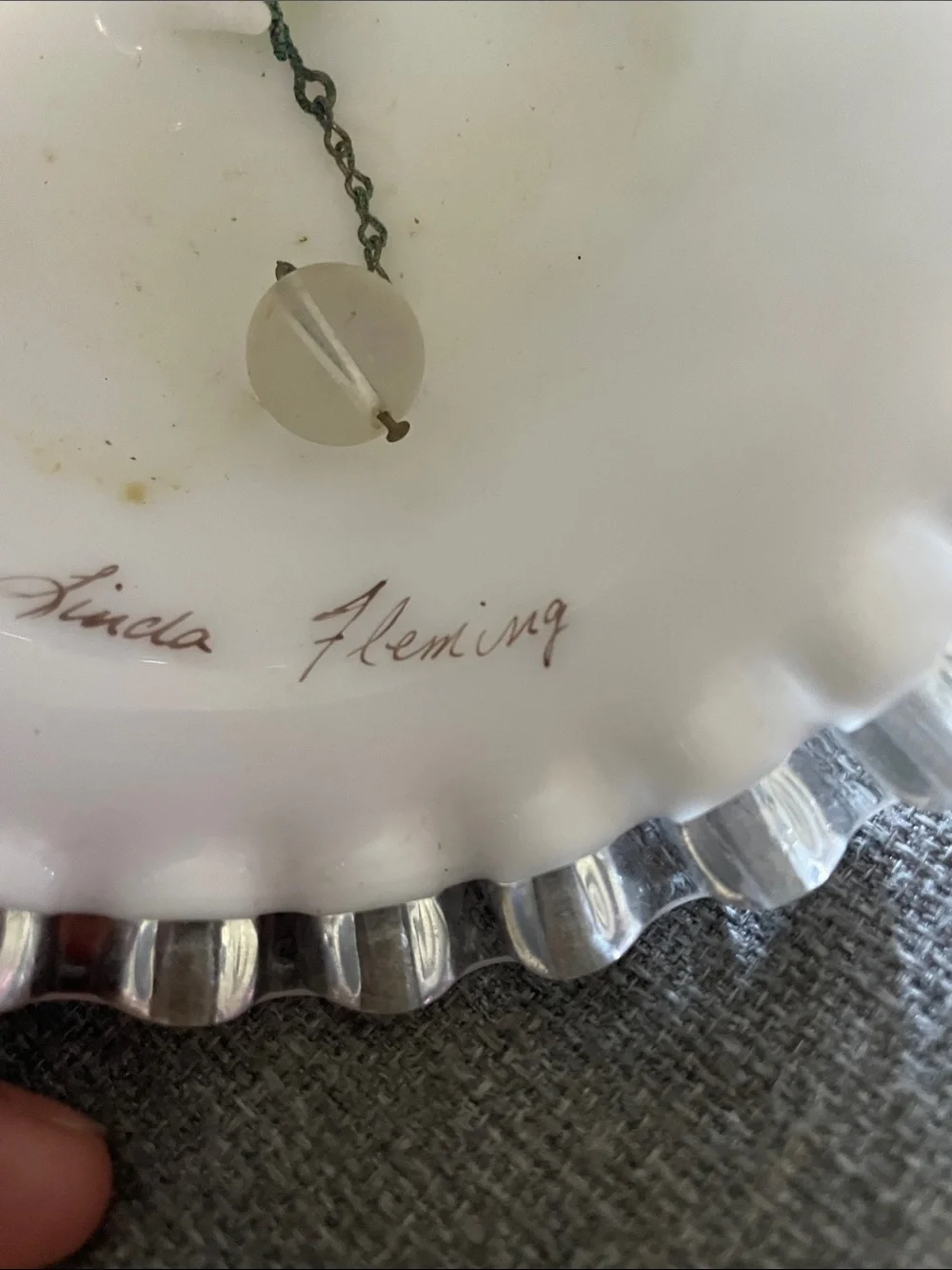 Fenton Silvercrest Bell signed Linda Fleming inside